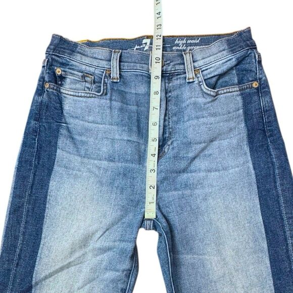 7 For All Mankind High Waist Ankle Gwenevere Skinny Jeans Side Stripe Size 28 - Picture 5 of 16